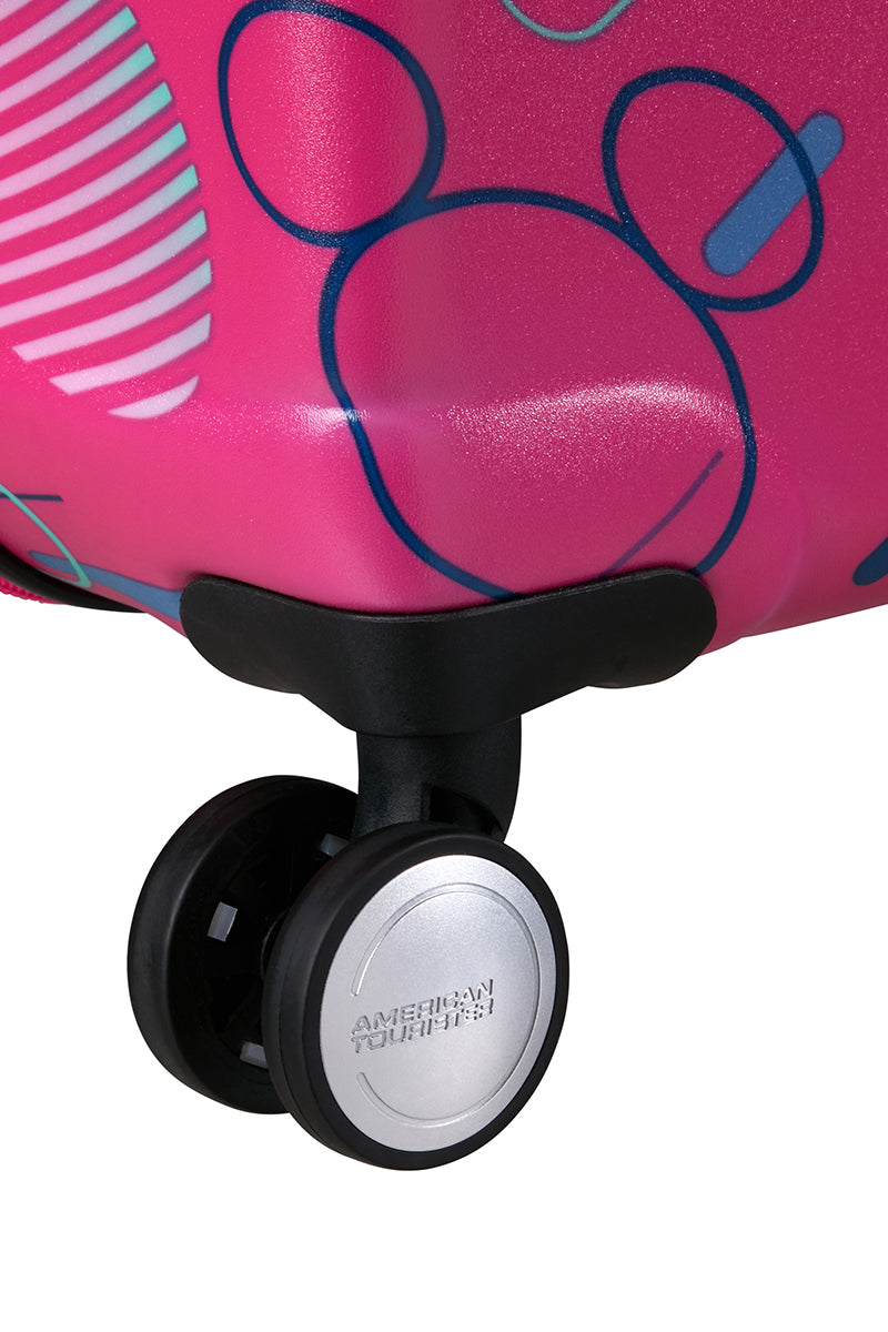 Close-up view of the durable, spinner wheels of the Disney Wavebreaker Spinner, designed for smooth, 360-degree rotation. Find Now Online