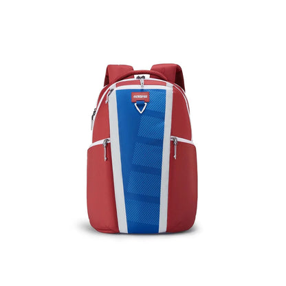 Front view of the Herd 2.0 Backpack in Red/Blue. Shop Now Online 