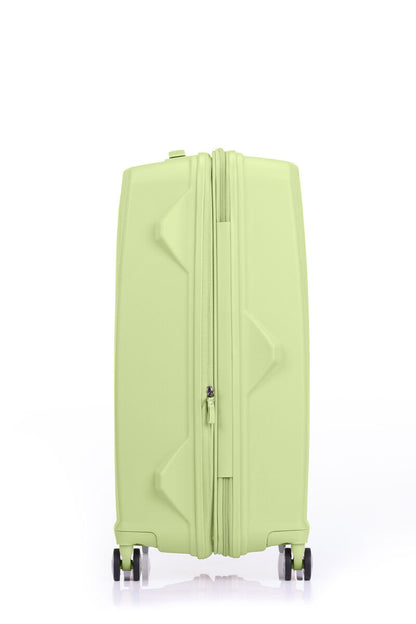 Other side view of the American Tourister Argyle  hard suitcase in Frozen Matcha, with geometric design, TSA lock, and spinner wheels Available Online