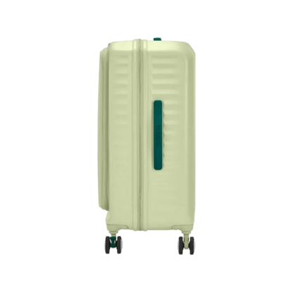 Other side view of the American Tourister Frontec Spinner in Frozen Matcha, showcasing its unique vertical front-access door and clean, contemporary lines. Available for Online Purchase