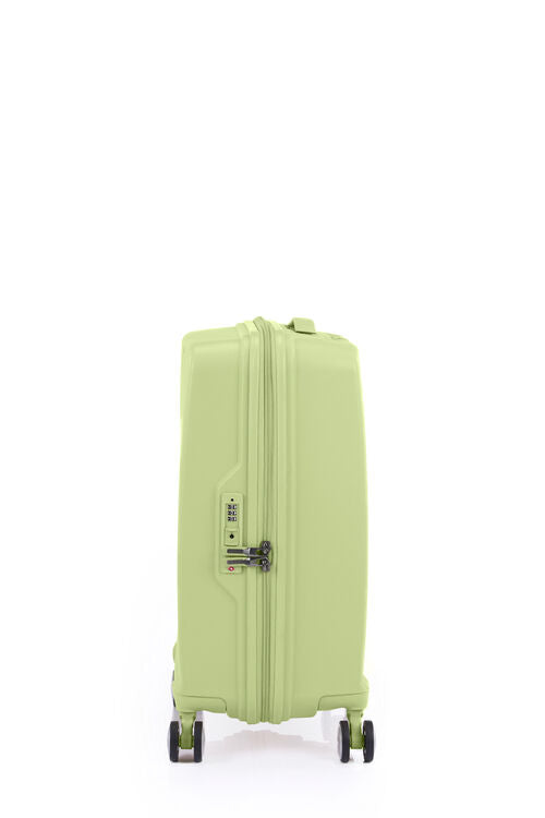 Other side view of the opened American Tourister Argyle cabin hard suitcase in Frozen Matcha, with geometric design, TSA lock, and spinner wheels Available Online