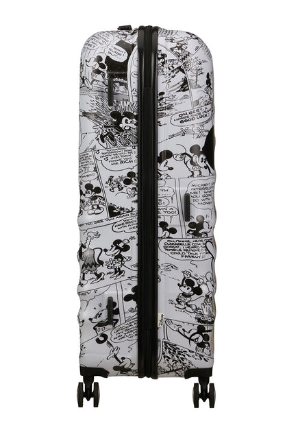 Side view of the American Tourister Disney Wavebreaker spinner luggage, showing the zippers. Available Online